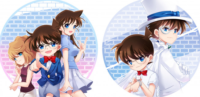 Обои картинки фото аниме, detective conan,  magic kaito, персонажи