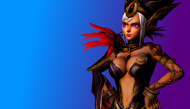 Обои картинки фото 3д графика, фантазия , fantasy, фон, взгляд, девушка