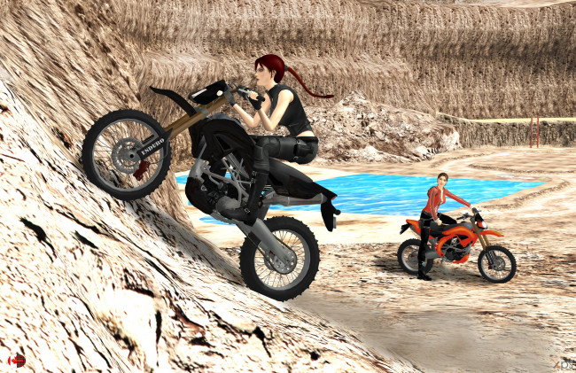 Обои картинки фото 3д графика, люди-авто, мото , people- car ,  moto, мотоцикл, фон, взгляд, девушки