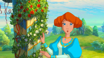 Картинка мультфильмы иван+царевич+и+серый+волк+2 девушка столб цветы природа
