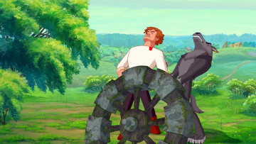 Картинка мультфильмы иван+царевич+и+серый+волк+2 парень волк колесо природа