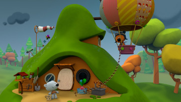 Картинка мультфильмы ми-ми+мишки лес дом мишка ми мишки мультик