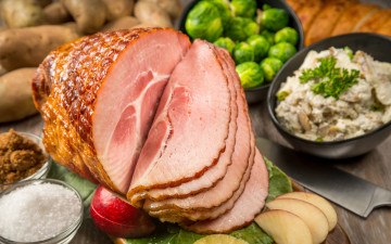 Картинка еда колбасные+изделия соус салат ветчина мясо брюссельская капуста