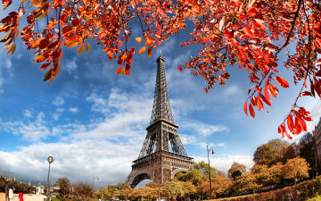 Картинка города париж+ франция leaves cityscape autumn paris eiffel tower осень
