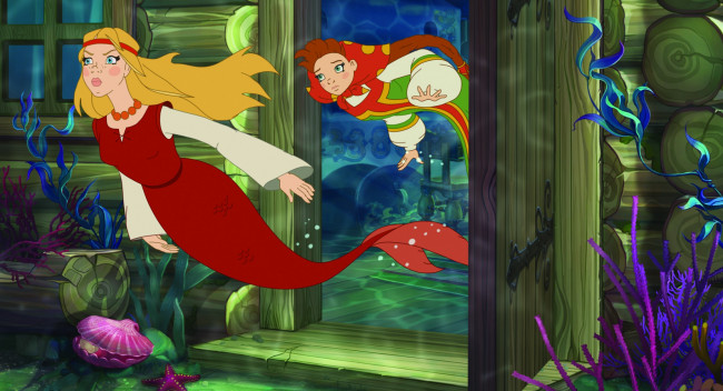 Обои картинки фото мультфильмы, три богатыря и морской царь, русалки, жены, богатырей, морские, глубины, мультфильм