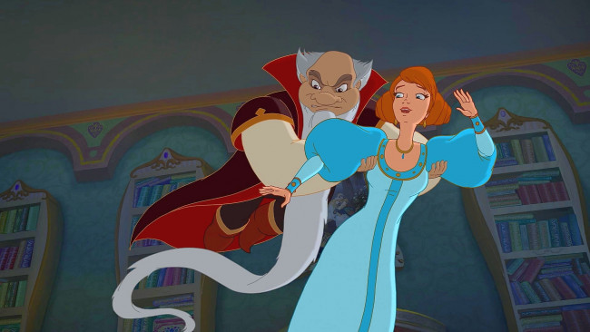 Обои картинки фото мультфильмы, иван царевич и серый волк 2, девушка, мужчина, борода, полет, книга