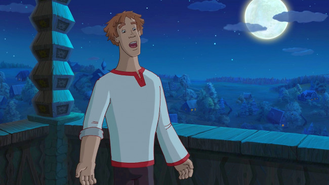 Обои картинки фото мультфильмы, иван царевич и серый волк 2, парень, луна, ночь