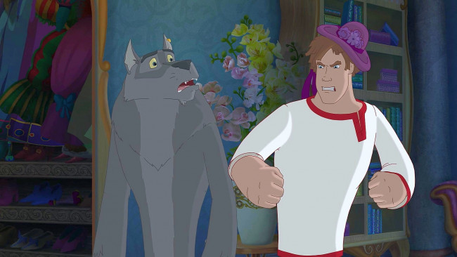 Обои картинки фото мультфильмы, иван царевич и серый волк 2, парень, шляпа, волк, эмоции, цветы