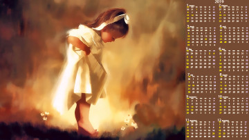 Картинка календари рисованные +векторная+графика цветы девочка