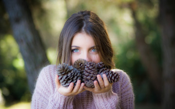 Картинка девушки -unsort+ лица +портреты лицо шишки свитер