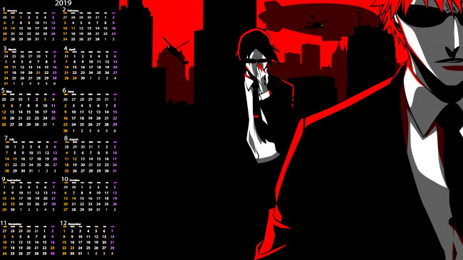 Обои картинки фото календари, аниме, очки, мужчина