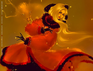 обоя календари, фэнтези, 2019, calendar, красный, взгляд, девушка