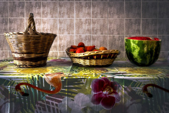 Картинка еда фрукты +ягоды арбуз