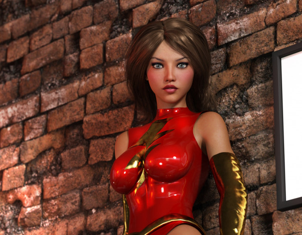 Обои картинки фото 3д графика, люди , people, взгляд, фон, девушка