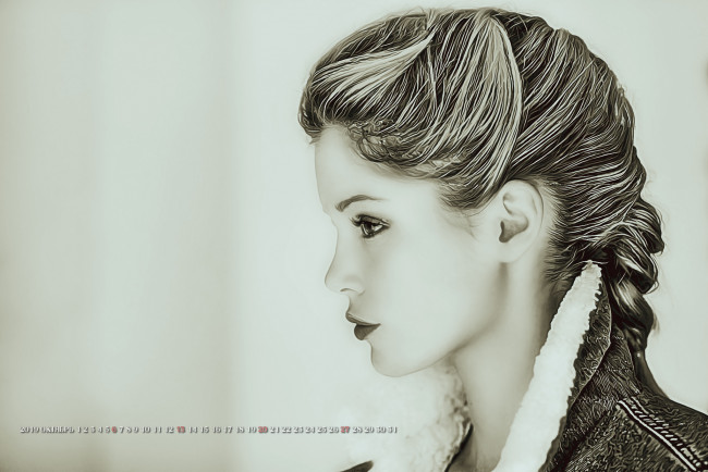 Обои картинки фото календари, компьютерный дизайн, 2019, женщина, девушка, профиль, лицо, calendar