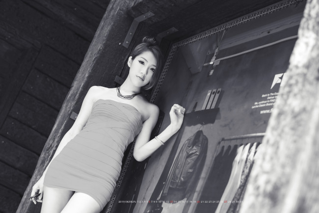 Обои картинки фото календари, компьютерный дизайн, женщина, азиатка, модель, calendar, девушка, взгляд, 2019