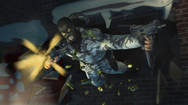 Обои картинки фото видео игры, counter strike, террорист, оружие, гильзы, стрельба