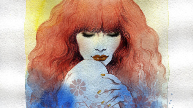 Обои картинки фото рисованное, люди, женщина, рыжая, лицо