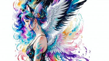 Картинка аниме ангелы +демоны нейросети графика нейроарт ai art нейронные сети рисунки нейро искусство