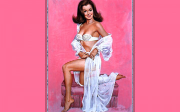 обоя рисованное, arthur saron sarnoff, девушка, белье, пуфик