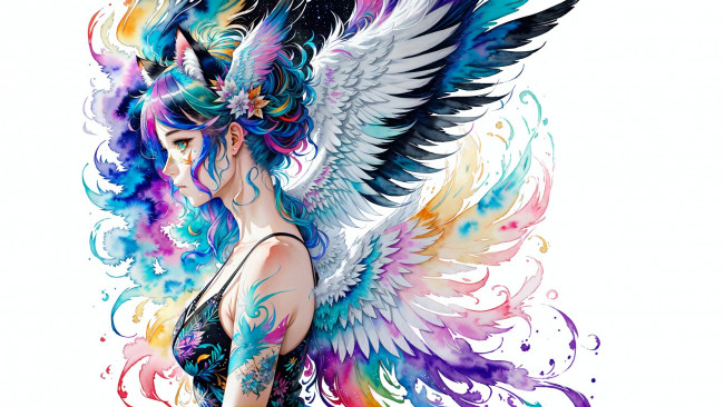 Обои картинки фото аниме, ангелы,  демоны, нейросети, графика, нейроарт, ai, art, нейронные, сети, рисунки, нейро, искусство