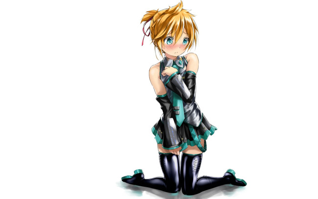 Обои картинки фото аниме, vocaloid, девочка, платье, форма, чулки