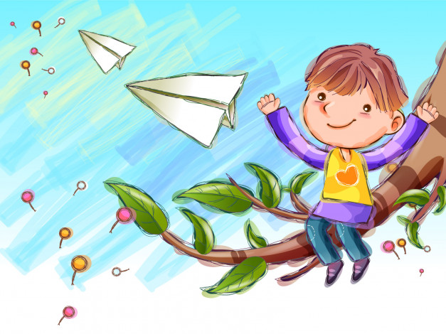 Обои картинки фото рисованные, дети