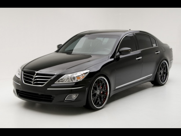 Обои картинки фото 2009, hyundai, dub, magazine, genesis, sedan, black, автомобили