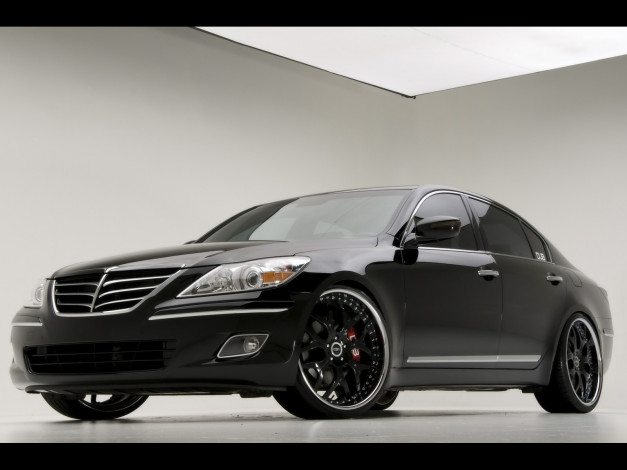 Обои картинки фото 2009, hyundai, dub, magazine, genesis, sedan, black, автомобили