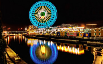 Картинка города огни ночного yokohama japan