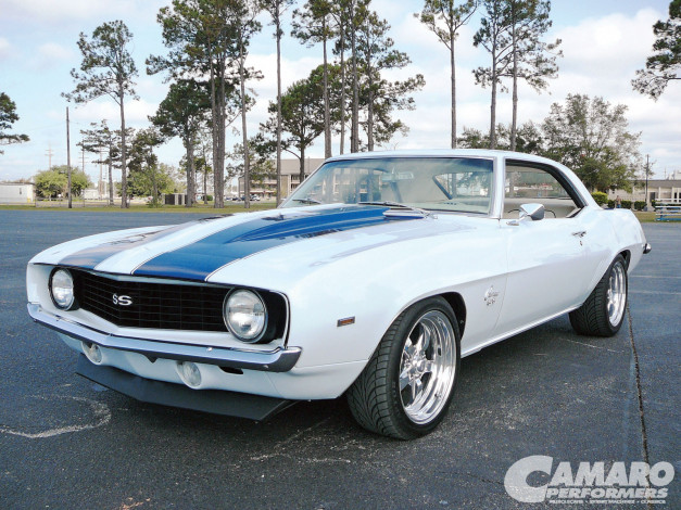 Обои картинки фото 1969, chevy, camaro, ss, автомобили