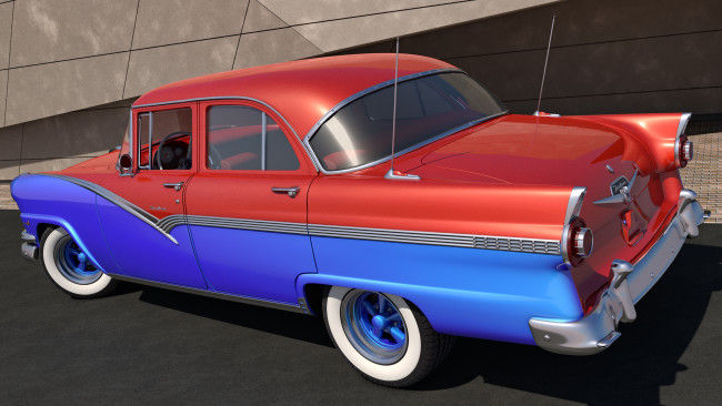 Обои картинки фото автомобили, 3д, ford, fairlane, 1956