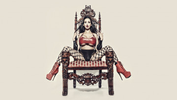 Картинка девушки amy+anderssen волосы стул брюнетка amy anderssen чулки