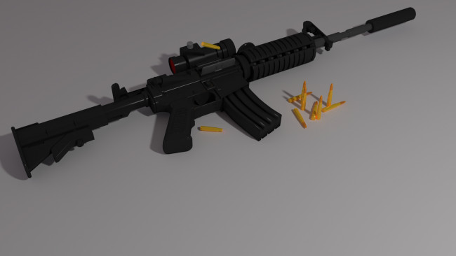 Обои картинки фото оружие, 3d, патроны, карабин, прицел