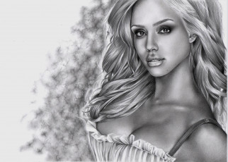 Картинка jessica+alba рисованное люди взгляд фон девушка