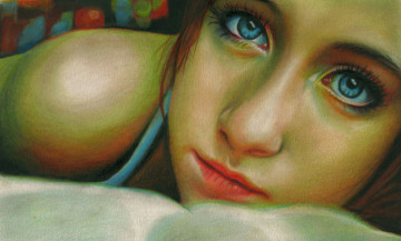 Картинка рисованное люди взгляд фон девушка