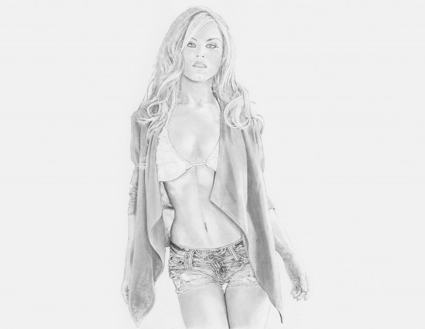 Обои картинки фото рисованное, люди, девушка, взгляд, фон