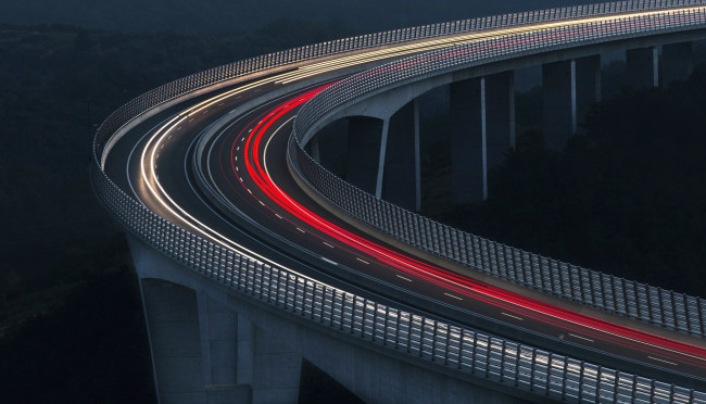 Обои картинки фото города, - мосты, мост, поворот, движение