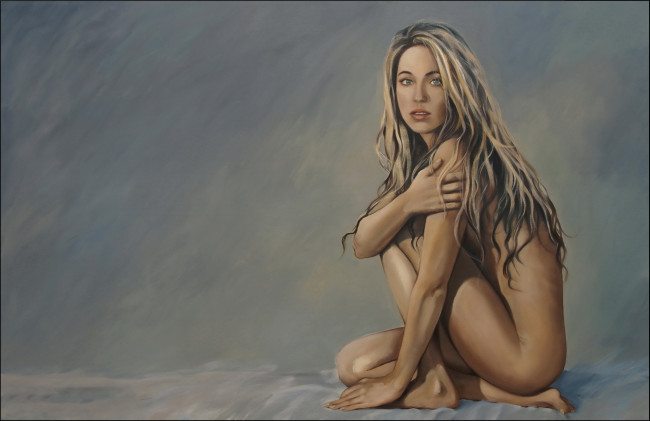 Обои картинки фото рисованное, люди, девушка, фон, взгляд