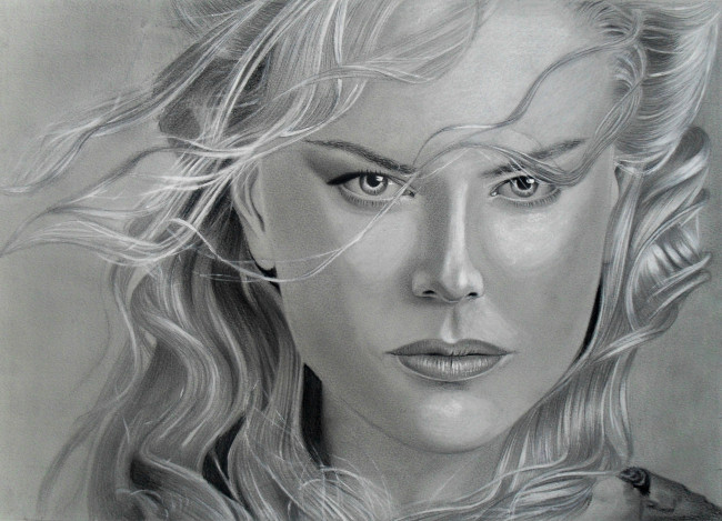 Обои картинки фото рисованное, люди, фон, взгляд, портрет, девушка