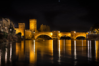 Картинка verona+-+castelvecchio+bridge города верона+ италия простор
