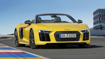 Картинка audi+r8+v10+spyder+2017 автомобили audi r8 v10 spyder 2017 жёлтый
