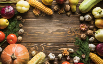 Картинка еда фрукты+и+овощи+вместе чеснок груша кукуруза