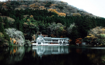 Картинка города -+пейзажи горы лес озеро дом