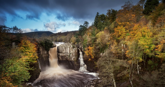 Обои картинки фото природа, водопады, водопад, река, осень