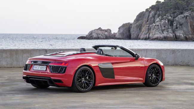 Обои картинки фото audi r8 v10 spyder 2017, автомобили, audi, spyder, v10, r8, красный, 2017