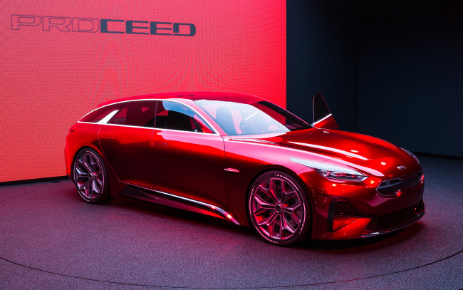 Обои картинки фото kia proceed concept 2017, автомобили, kia, concept, proceed, красный, 2017