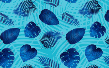 Картинка векторная+графика природа+ nature leaves pattern голубой фон текстура синий листья