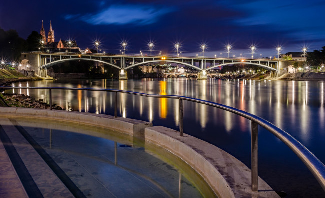 Обои картинки фото basel, города, - огни ночного города, простор