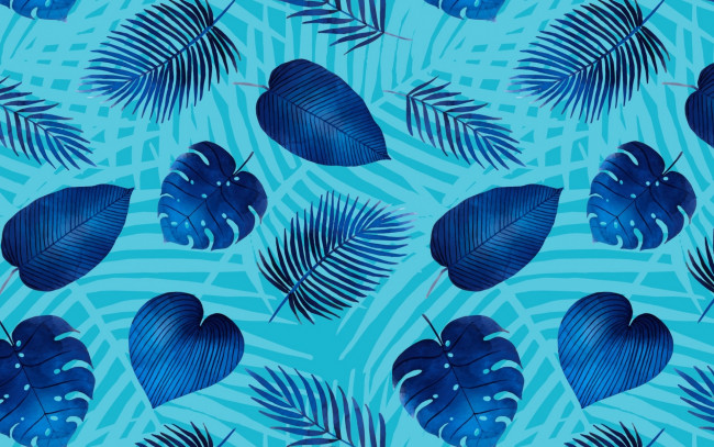 Обои картинки фото векторная графика, природа , nature, leaves, pattern, голубой, фон, текстура, синий, листья